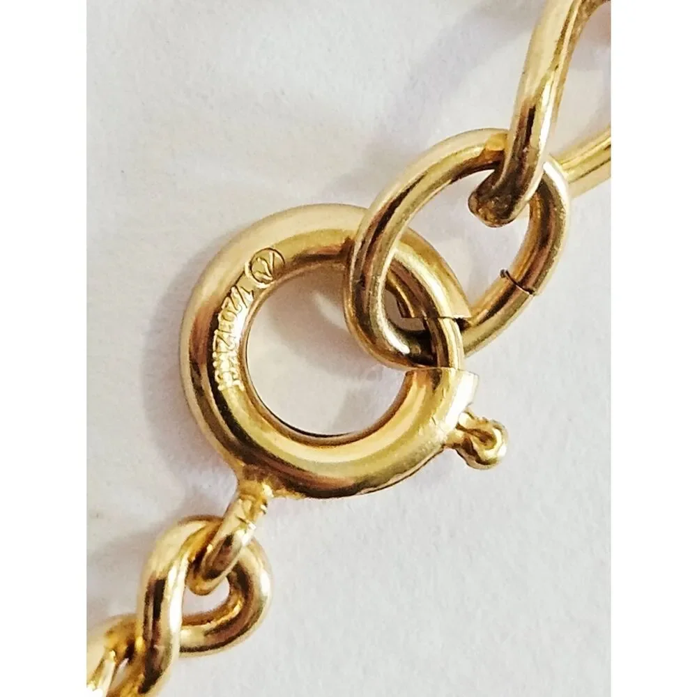 Vintage 12K Gold Filled Signed Polished Infinity Figaro Chain Link Bracelet 7